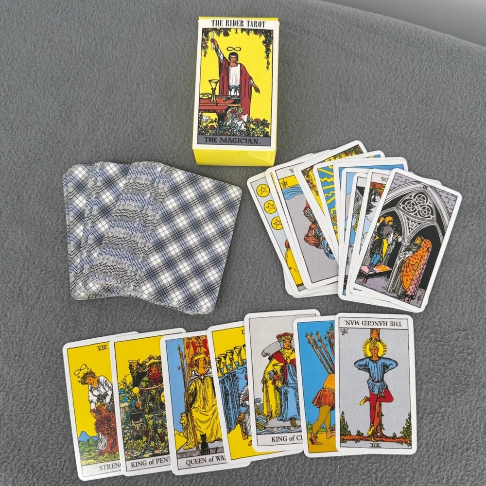 Vintage The Rider Tarot Deck 78 Card Waite Pamela Colman Smith Yellow Boxacking